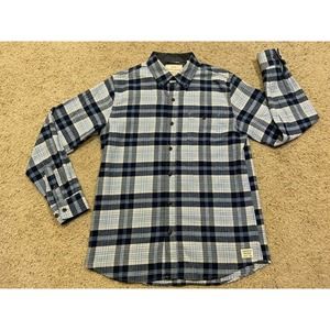 Original WEATHERPROOF size M Men's Vintage Blue FLANNEL SHIRT Plaid EUC Z21